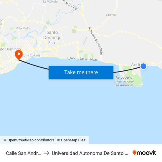 Calle San Andres, 5 to Universidad Autonoma De Santo Domingo map