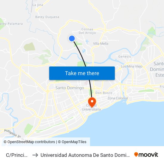 C/Principal to Universidad Autonoma De Santo Domingo map