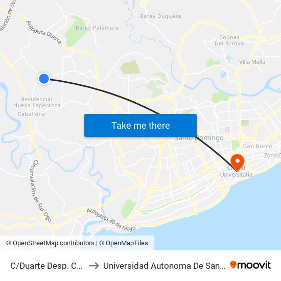 C/Duarte Desp. C/Gaviota to Universidad Autonoma De Santo Domingo map