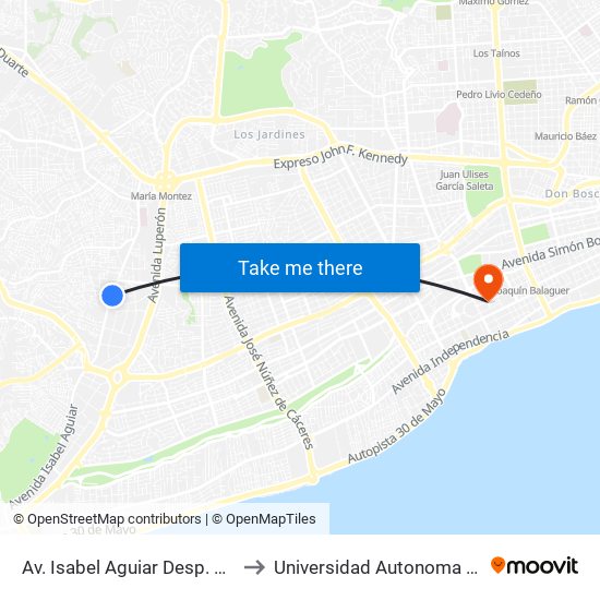 Av. Isabel Aguiar Desp. C/Alexander Ramos to Universidad Autonoma De Santo Domingo map