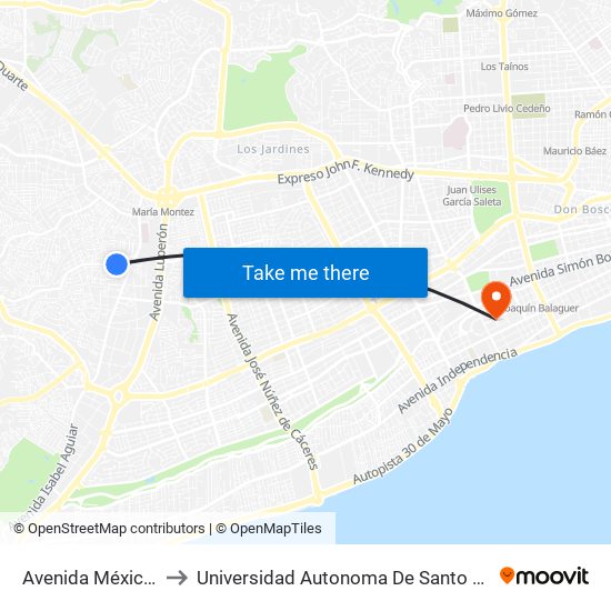Avenida México, 63 to Universidad Autonoma De Santo Domingo map