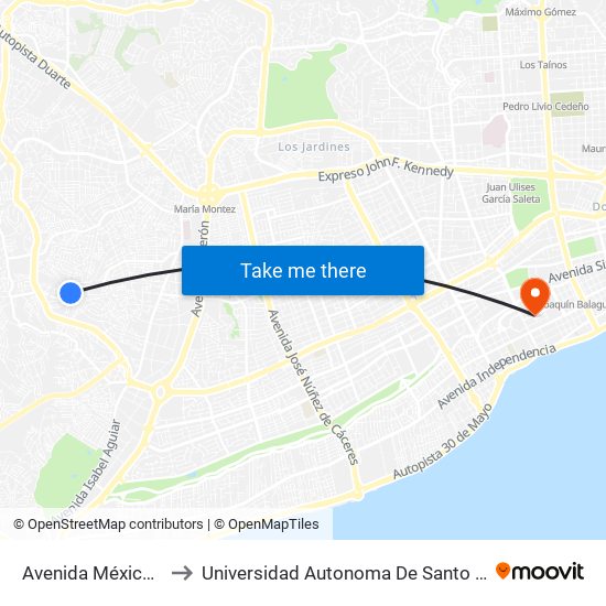 Avenida México, 309 to Universidad Autonoma De Santo Domingo map