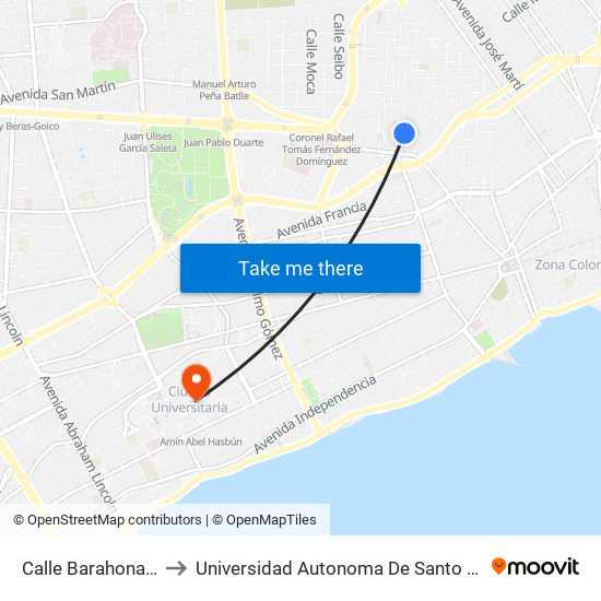Calle Barahona, 266 to Universidad Autonoma De Santo Domingo map