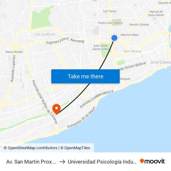Av. San Martin Prox. C/Virgil Diaz to Universidad Psicología Industrial Dominicana map