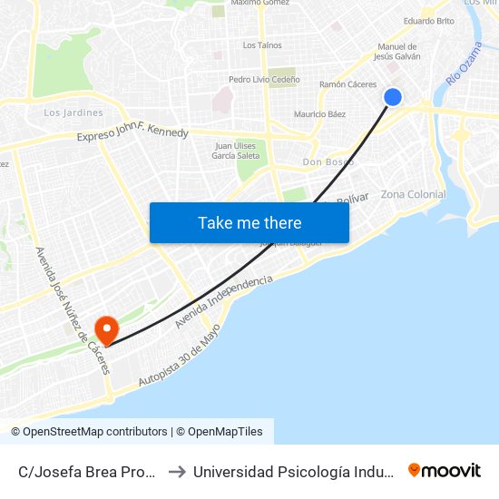 C/Josefa Brea Prox. C/Samana to Universidad Psicología Industrial Dominicana map