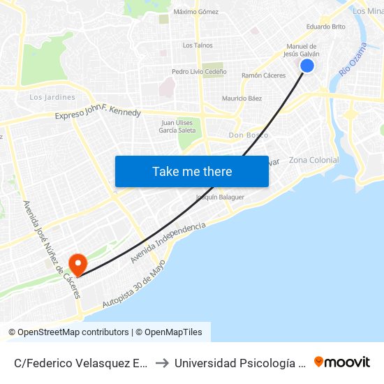 C/Federico Velasquez Esq. Av. Albert Thomas to Universidad Psicología Industrial Dominicana map