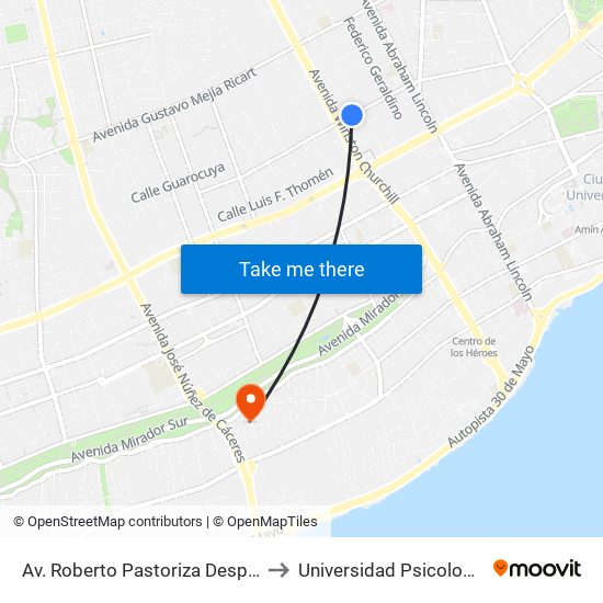 Av. Roberto Pastoriza Desp. C/Manuel De Jesús Troncoso to Universidad Psicología Industrial Dominicana map