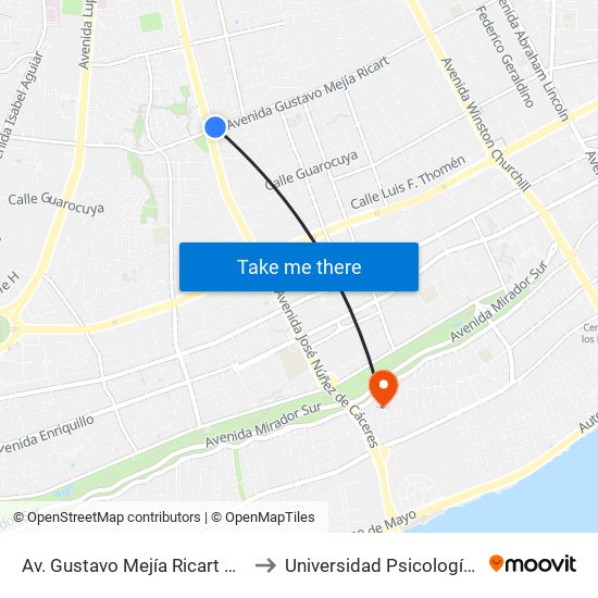 Av. Gustavo Mejía Ricart Prox. Av. Nunez De Caceres to Universidad Psicología Industrial Dominicana map