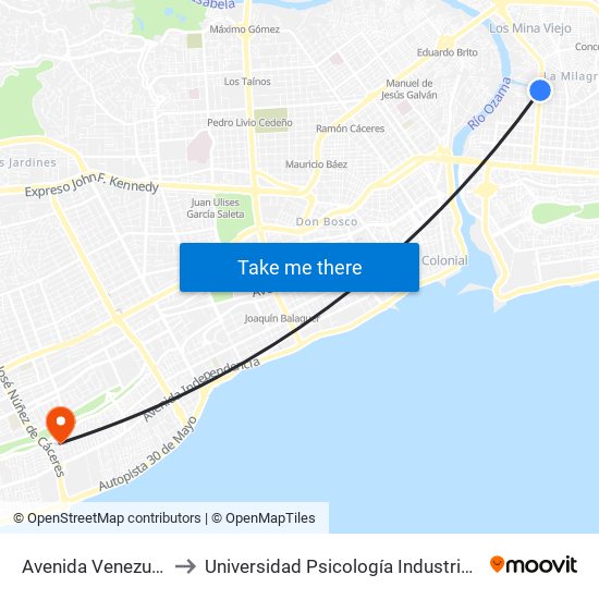 Avenida Venezuela, 117 to Universidad Psicología Industrial Dominicana map