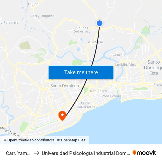 Carr. Yamasá to Universidad Psicología Industrial Dominicana map