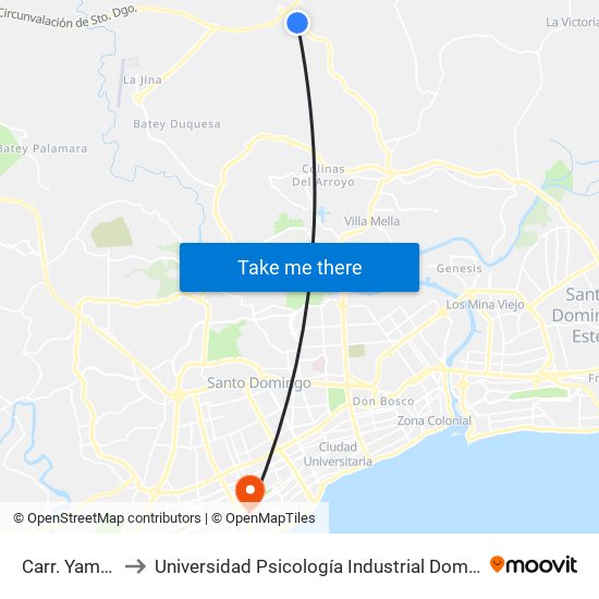 Carr. Yamasá to Universidad Psicología Industrial Dominicana map