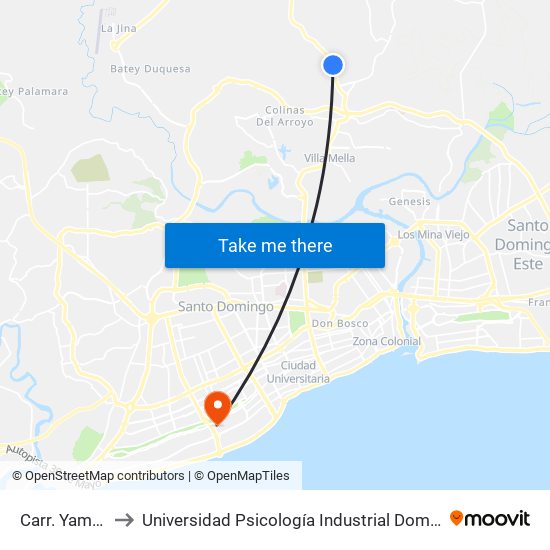 Carr. Yamasá to Universidad Psicología Industrial Dominicana map