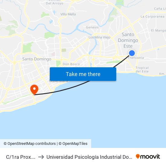 C/1ra Prox. C/3 to Universidad Psicología Industrial Dominicana map