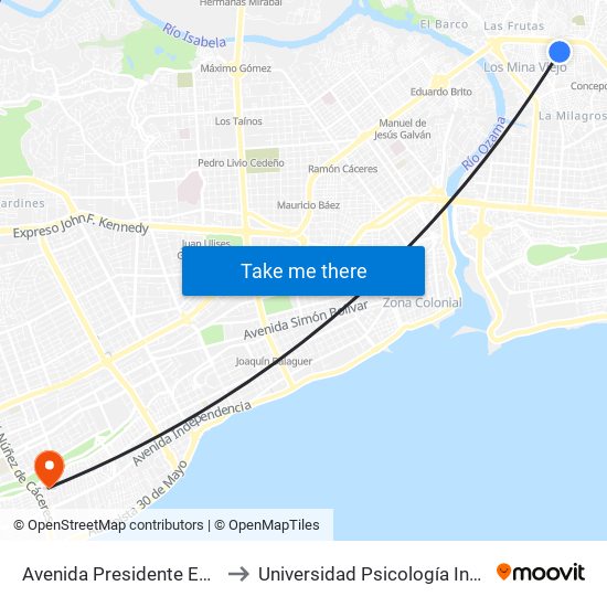 Avenida Presidente Estrella Ureña, 104 to Universidad Psicología Industrial Dominicana map