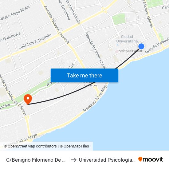 C/Benigno Filomeno De Rojas Prox. C/Padre Pina to Universidad Psicología Industrial Dominicana map