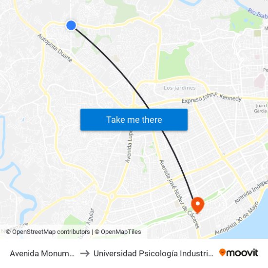 Avenida Monumental, 52 to Universidad Psicología Industrial Dominicana map