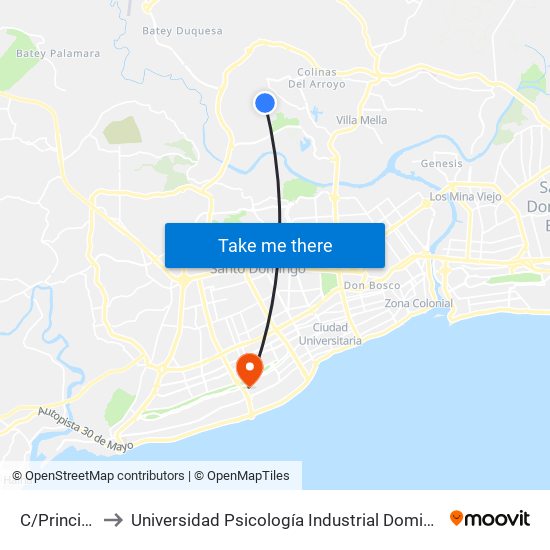 C/Principal to Universidad Psicología Industrial Dominicana map
