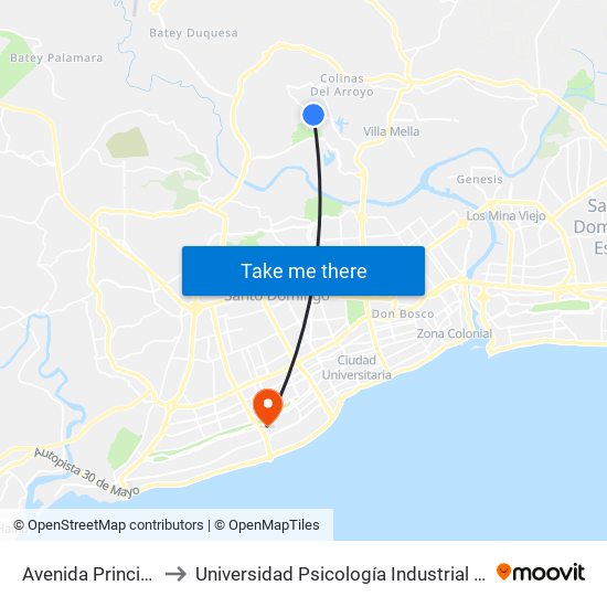 Avenida Principal, 42 to Universidad Psicología Industrial Dominicana map