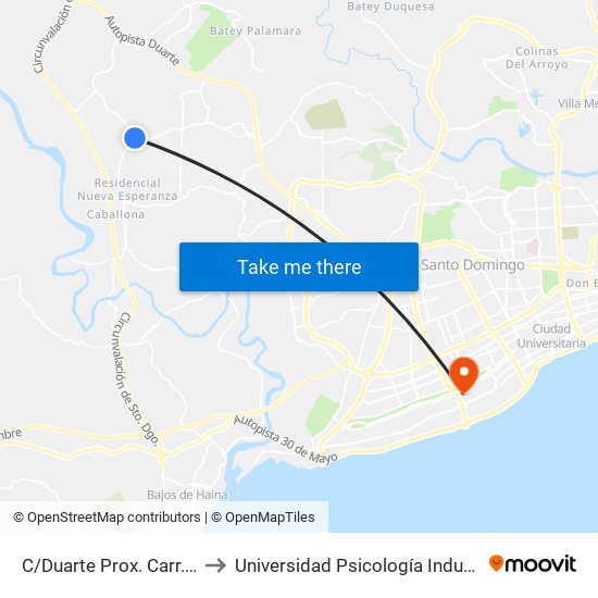 C/Duarte Prox. Carr. Hato Nuevo to Universidad Psicología Industrial Dominicana map