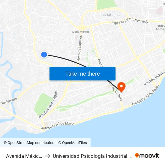 Avenida México, 309 to Universidad Psicología Industrial Dominicana map