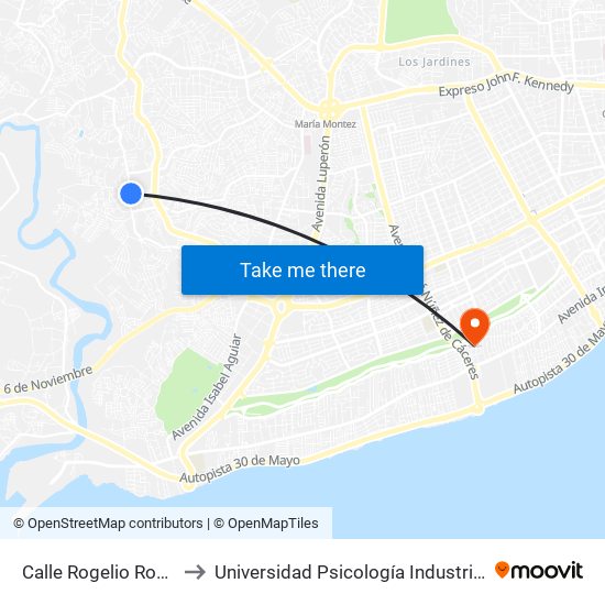 Calle Rogelio Roselle, 116 to Universidad Psicología Industrial Dominicana map