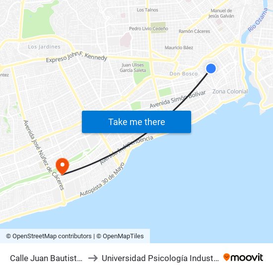 Calle Juan Bautista Vicini, 48 to Universidad Psicología Industrial Dominicana map