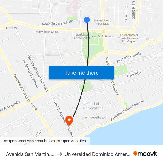 Avenida San Martin, 235 to Universidad Dominico Americana map