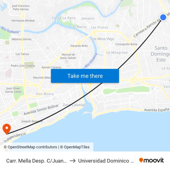 Carr. Mella Desp. C/Juan C. Alvarez to Universidad Dominico Americana map