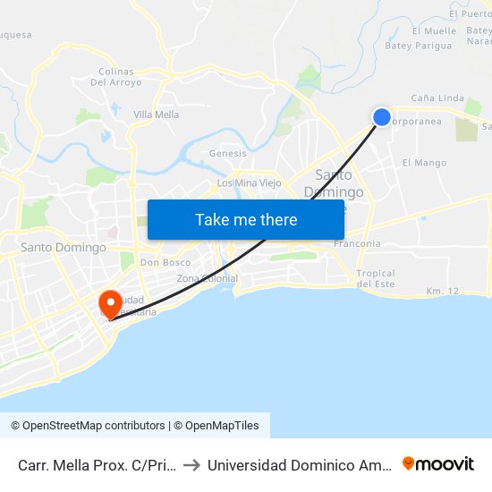 Carr. Mella Prox. C/Principal to Universidad Dominico Americana map