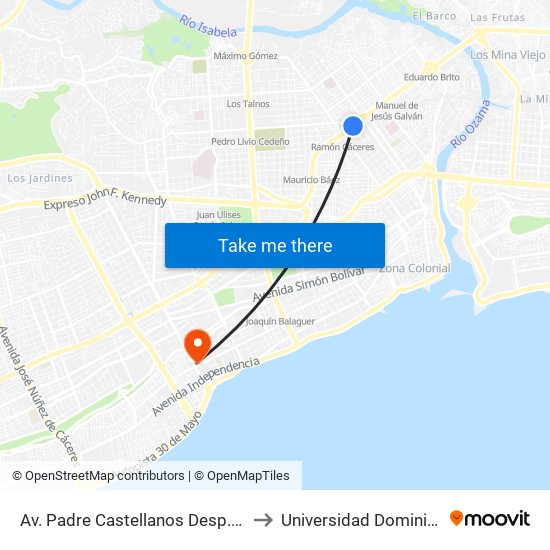 Av. Padre Castellanos Desp. C/Juana Saltitopa to Universidad Dominico Americana map