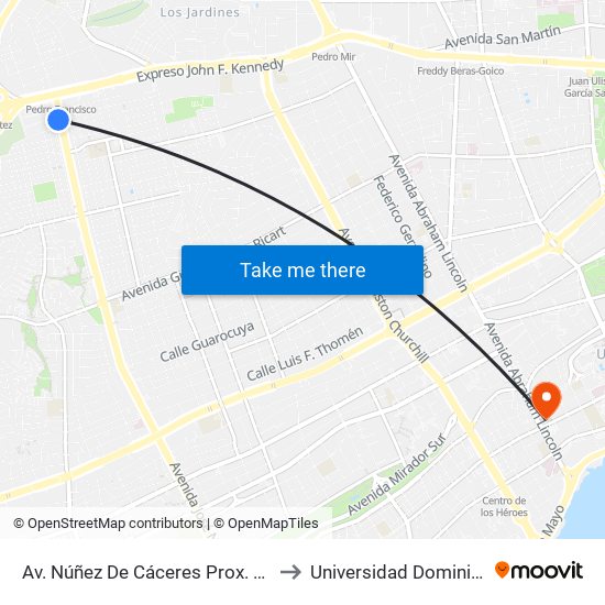 Av. Núñez De Cáceres Prox. C/Timoteo Ogando to Universidad Dominico Americana map