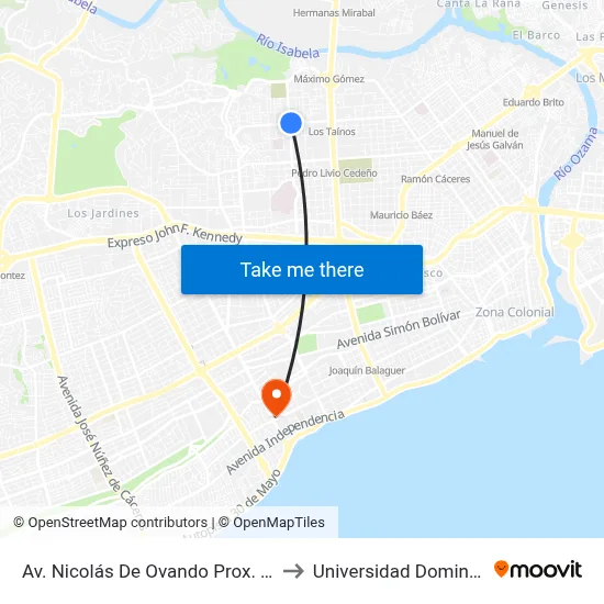 Av. Nicolás De Ovando Prox. Av. Ortega Y Gasset to Universidad Dominico Americana map
