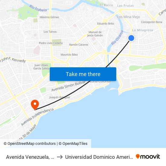 Avenida Venezuela, 102 to Universidad Dominico Americana map