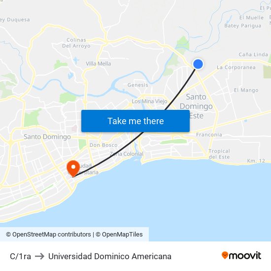 C/1ra to Universidad Dominico Americana map