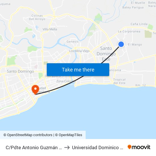 C/Pdte Antonio Guzmán Fernández to Universidad Dominico Americana map