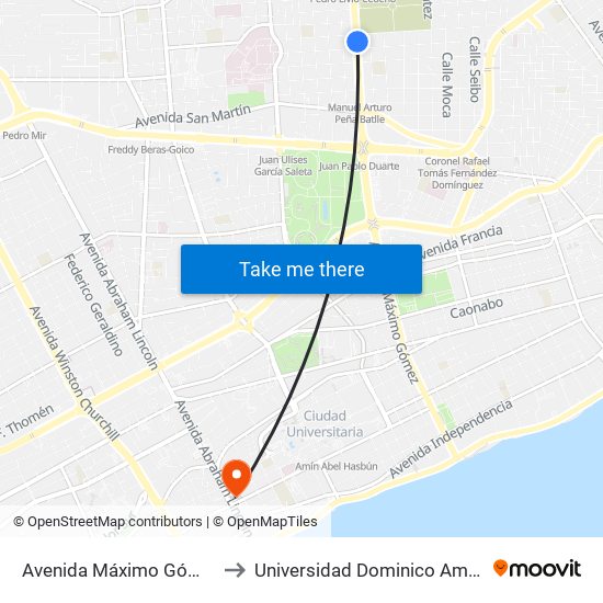 Avenida Máximo Gómez, 99 to Universidad Dominico Americana map