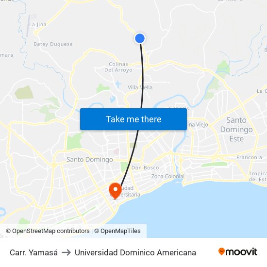 Carr. Yamasá to Universidad Dominico Americana map