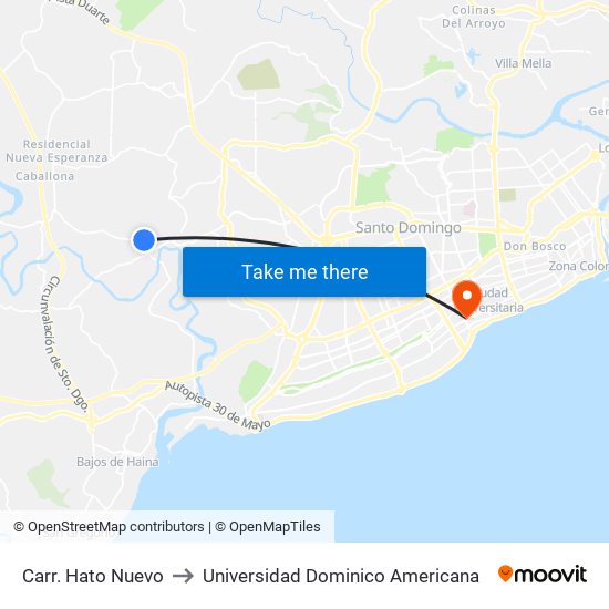 Carr. Hato Nuevo to Universidad Dominico Americana map