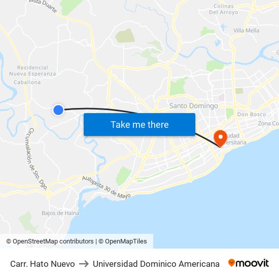 Carr. Hato Nuevo to Universidad Dominico Americana map