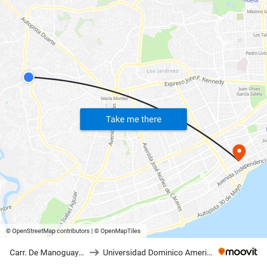 Carr. De Manoguayabo to Universidad Dominico Americana map