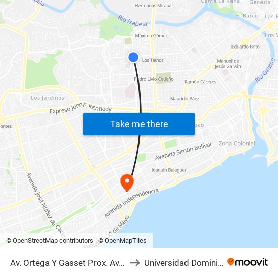 Av. Ortega Y Gasset Prox. Av. Nicolas De Ovando to Universidad Dominico Americana map