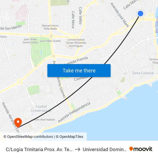 C/Logia Trinitaria Prox. Av. Teniente Amado García to Universidad Dominico Americana map
