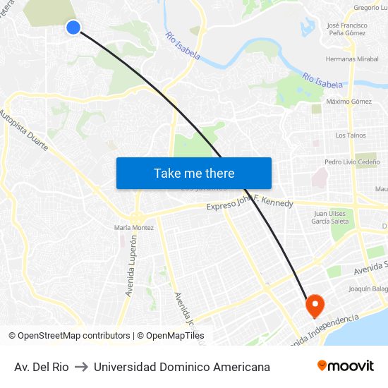 Av. Del Rio to Universidad Dominico Americana map