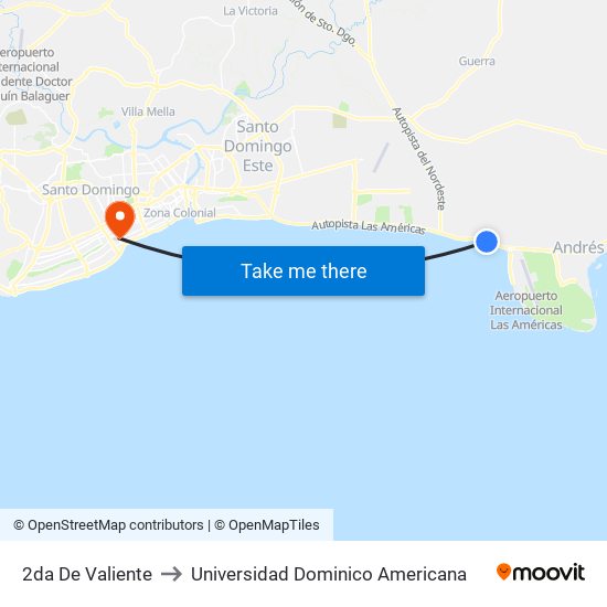 2da De Valiente to Universidad Dominico Americana map