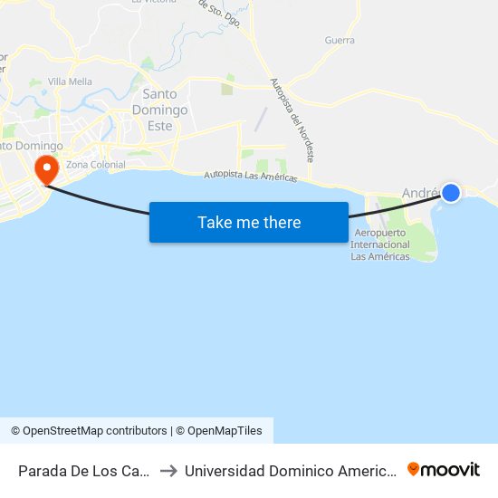 Parada De Los Carro to Universidad Dominico Americana map