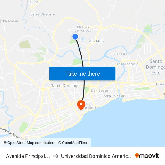 Avenida Principal, 42 to Universidad Dominico Americana map