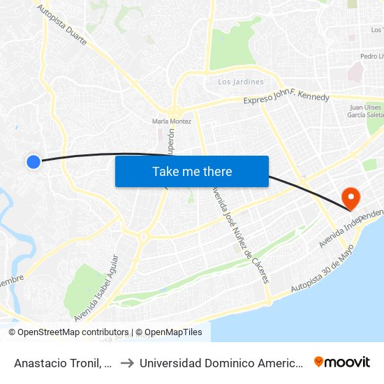 Anastacio Tronil, 68 to Universidad Dominico Americana map