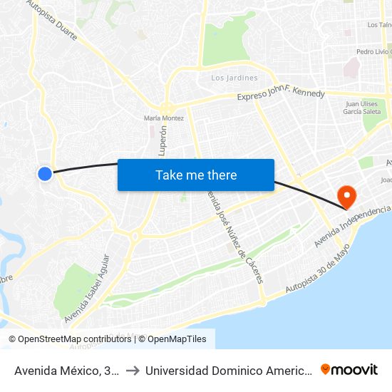 Avenida México, 305 to Universidad Dominico Americana map