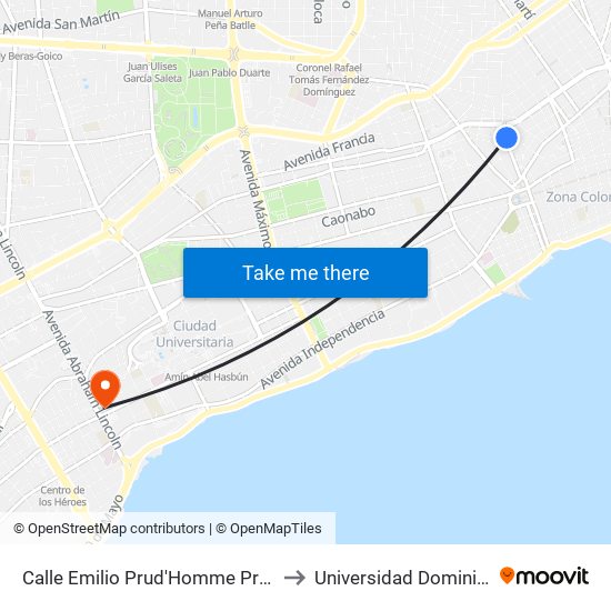 Calle Emilio Prud'Homme Prox. C/Padre Miguel to Universidad Dominico Americana map
