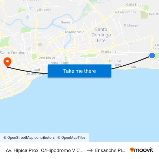 Av. Hipica Prox. C/Hipodromo V Centenario to Ensanche Piantini map